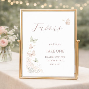 Elegant Butterfly Wishes Baby Shower Favours Sign
