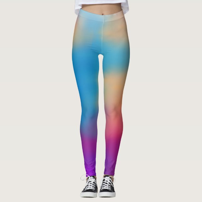 Elegant Buttterfly and Colourful Sunset Design Leggings (Front)