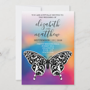 Elegant Buttterfly and Sunset Design Invitation