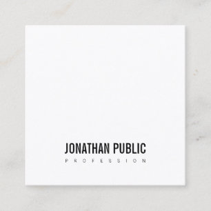 Elegant BW Plain Modern Minimalist Professional Square Business Card