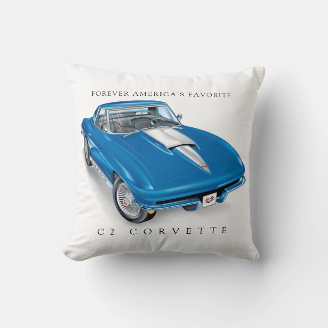 ELEGANT C-2 VETTE ILLUSTRATION CUSHION (Front)
