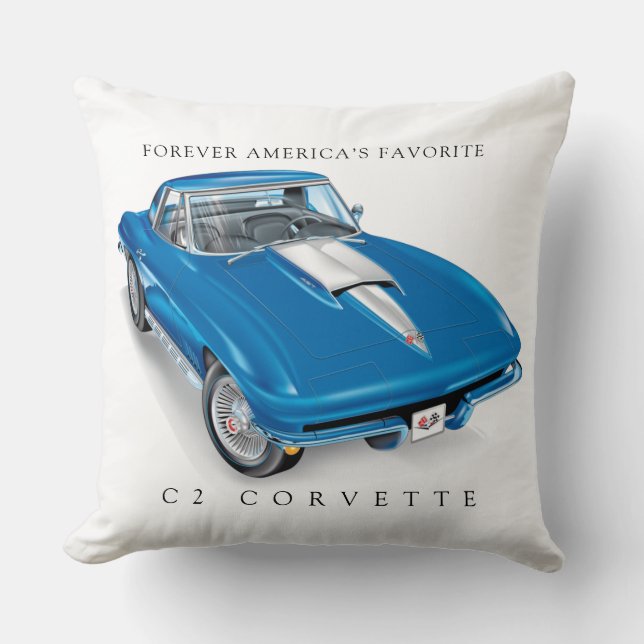ELEGANT C-2 VETTE ILLUSTRATION CUSHION (Front)