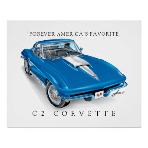 ELEGANT C-2 VETTE ILLUSTRATION POSTER