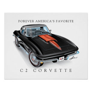ELEGANT C-2 VETTE ILLUSTRATION POSTER