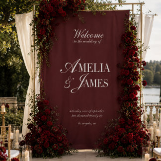 Elegant Cabernet Burgundy Minimalist Wedding Suite Tapestry