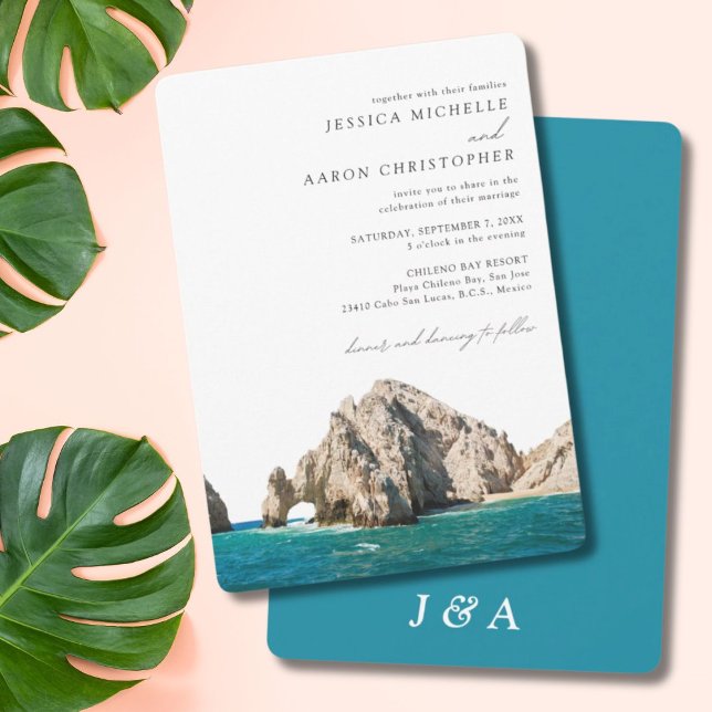 Elegant Cabo Wedding Custom Scenic Invitation (Elegant Cabo Wedding Custom Scenic Invitation)