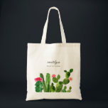 Elegant Cactus Garden Personalised Wedding  Tote Bag<br><div class="desc">This lovely wedding tote bag features beautiful blooming cactuses paired with elegant typography. Fill it with thoughtful essentials for your wedding guests, such as bottle water, flip flops, sunscreen, chocolates, etc. It's the perfect choice for a rustic yet elegant wedding. This design coordinates with our Elegant Watercolor Cactus wedding invitation...</div>