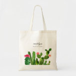 Elegant Cactus Garden Personalised Wedding  Tote Bag<br><div class="desc">This lovely wedding tote bag features beautiful blooming cactuses paired with elegant typography. Fill it with thoughtful essentials for your wedding guests, such as bottle water, flip flops, sunscreen, chocolates, etc. It's the perfect choice for a rustic yet elegant wedding. This design coordinates with our Elegant Watercolor Cactus wedding invitation...</div>