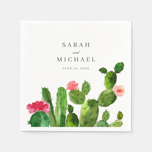 Elegant Cactus Garden | Wedding Reception Napkin (Front)