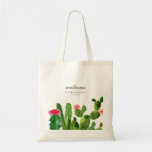 Elegant Cactus Garden  | Wedding Tote Bag<br><div class="desc">This lovely wedding tote bag features beautiful blooming cactuses paired with elegant typography. Fill it with thoughtful essentials for your wedding guests, such as bottle water, flip flops, sunscreen, chocolates, etc. It's the perfect choice for a rustic yet elegant wedding. This design coordinates with our Elegant Watercolor Cactus wedding invitation...</div>