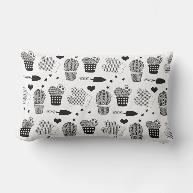 Elegant Cactus Gardening Pattern Garden Lumbar Cushion (Front)