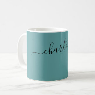 Elegant Cadet Blue Colour Modern Name Personalised Coffee Mug