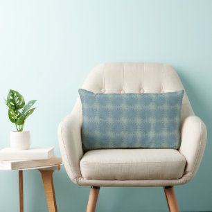Elegant Cadet Grey Cyan Bluish Daisy Floral Motif Lumbar Cushion