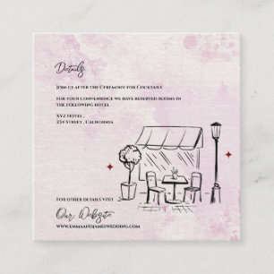 Elegant Café Sketch Illustration Wedding Details Enclosure Card