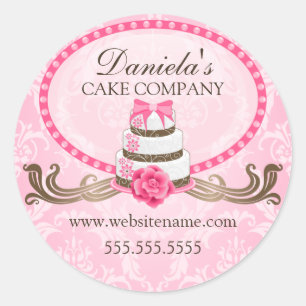 Elegant Cake and Damask Bakery Box Seals