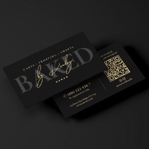 Elegant Cake Artist Pastry Bakery Shop Black Business Card