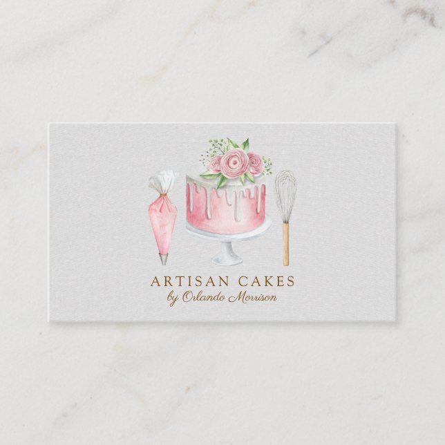 Elegant Cake Bakery  Business Card (Front)