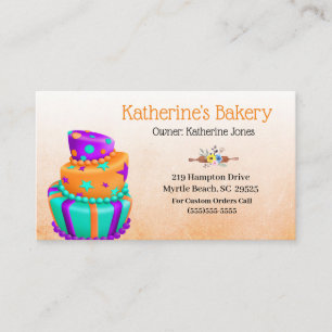 Elegant Cake Bakery Business Cards