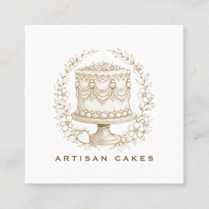 Elegant  Cake Bakery Logo Square Business Card