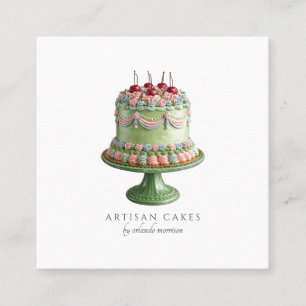 Elegant Cake Bakery Square Business Card