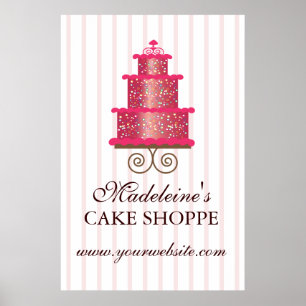 Elegant Cake Custom Bakery Business Poster