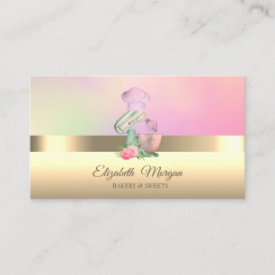 Elegant Cake Floral Mixer Chef Hat Bakery Business Card