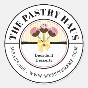 Elegant Cake Pops Curved Text Classic Round Sticker