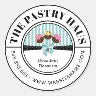 Elegant Cake Pops Curved Text Classic Round Sticker