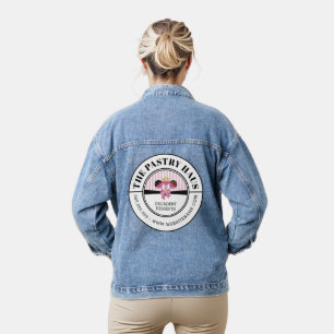 Elegant Cake Pops Curved Text Promotional Denim Jacket