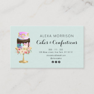 elegant cakes and confections floral logo business card