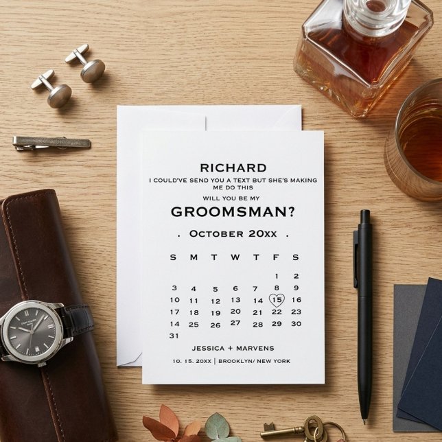 Elegant calendar Groomsman proposal   Invitation (Creator Uploaded)