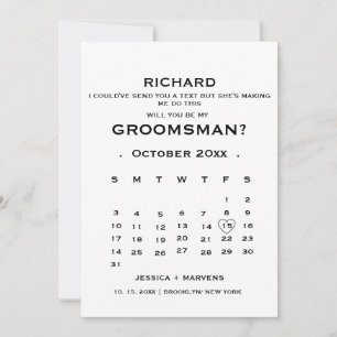 Elegant calendar Groomsman proposal Invitation