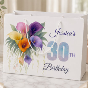 Elegant Calla Lily 30th Birthday Milestone Large Gift Bag