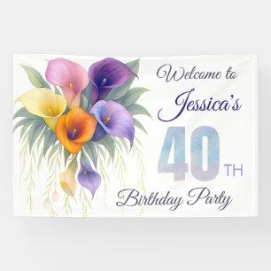 Elegant Calla Lily 40th Birthday Milestone Banner