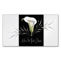Elegant Calla Lily Black and White Silver Swirl
