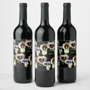 Elegant Calla Lily Floral Botanical Add Your Text Wine Label