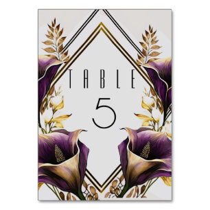 Elegant Calla Lily Floral Table Number