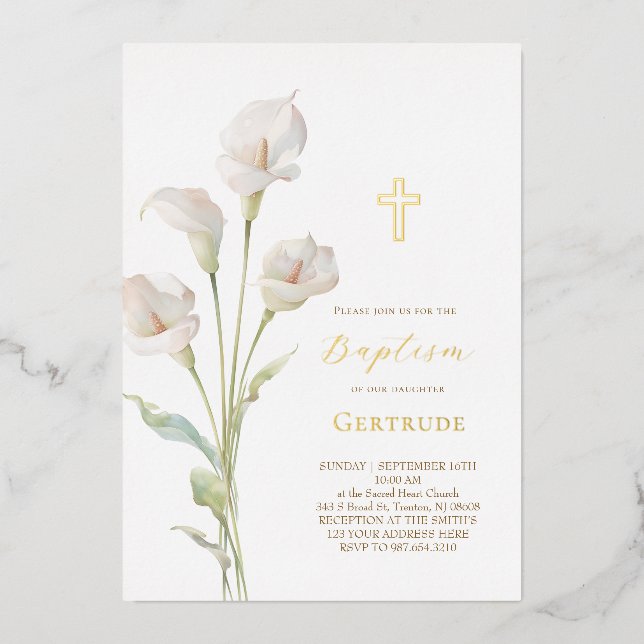 elegant calla lily flowers Baptism (Front)