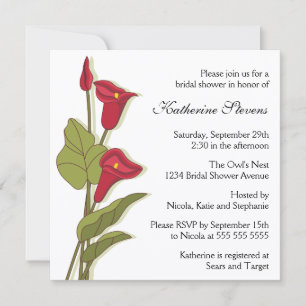 Elegant Calla Lily in Magenta Bridal Shower Invitation