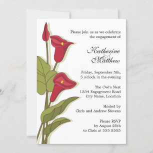 Elegant Calla Lily in Magenta Engagement Party Invitation