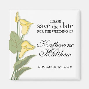 Elegant Calla Lily In Yellow Save The Date Magnet