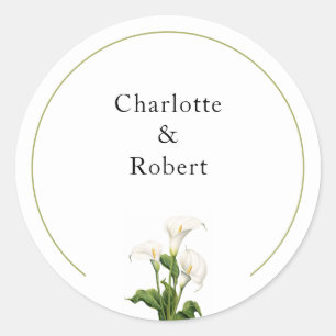 Elegant Calla Lily Personalised Classic Round Sticker