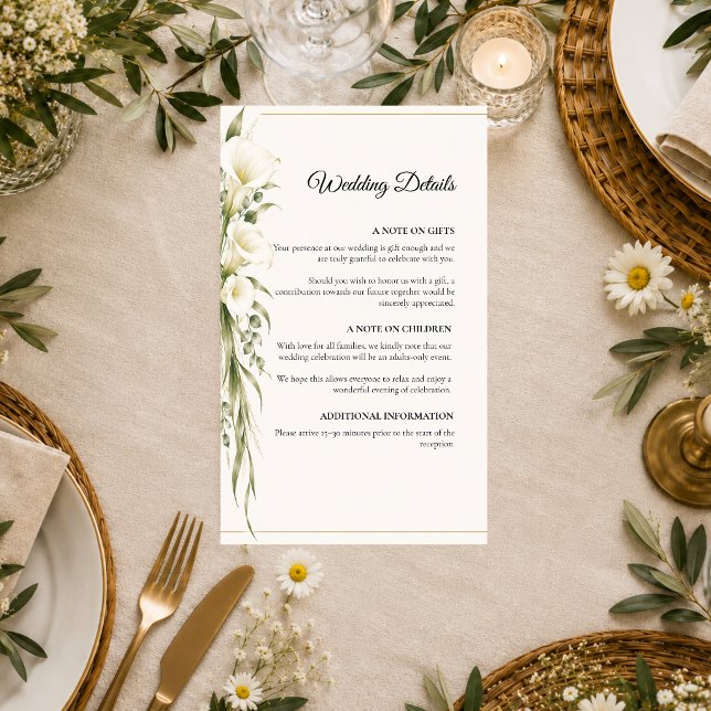 Elegant Calla Lily Romance Wedding  Enclosure Card (Creator Uploaded)
