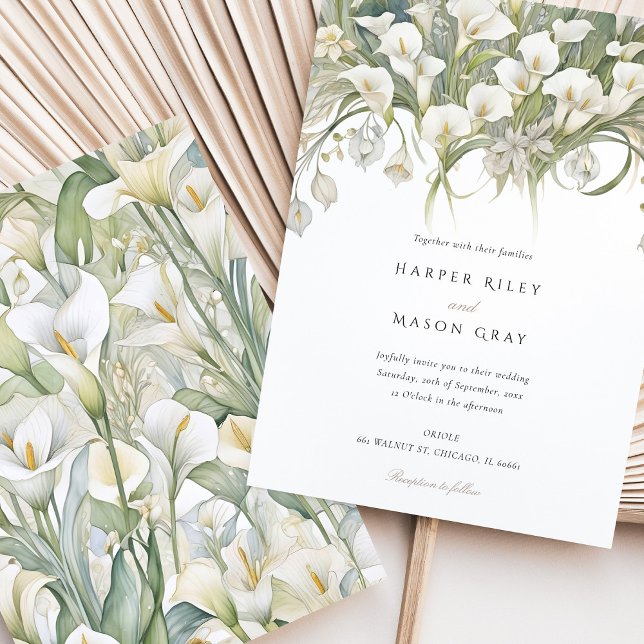 Elegant Calla Lily Wedding Delicate Pastel Florals Invitation (Creator Uploaded)