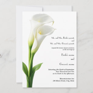 Elegant Calla Lily Wedding Invitation Beige