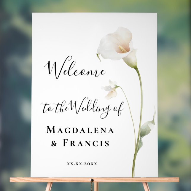 elegant calla lily wedding welcome acrylic sign (Neutral)