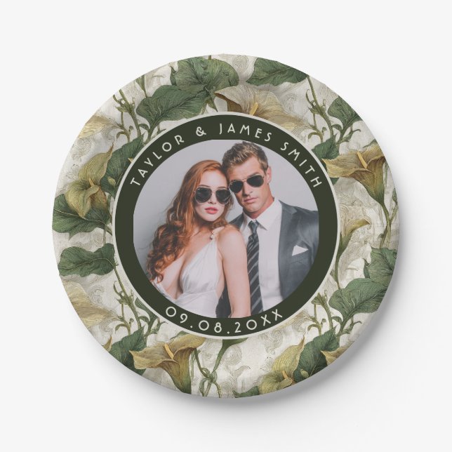 Elegant Calle Lilies Plates For Wedding Shower Par (Front)