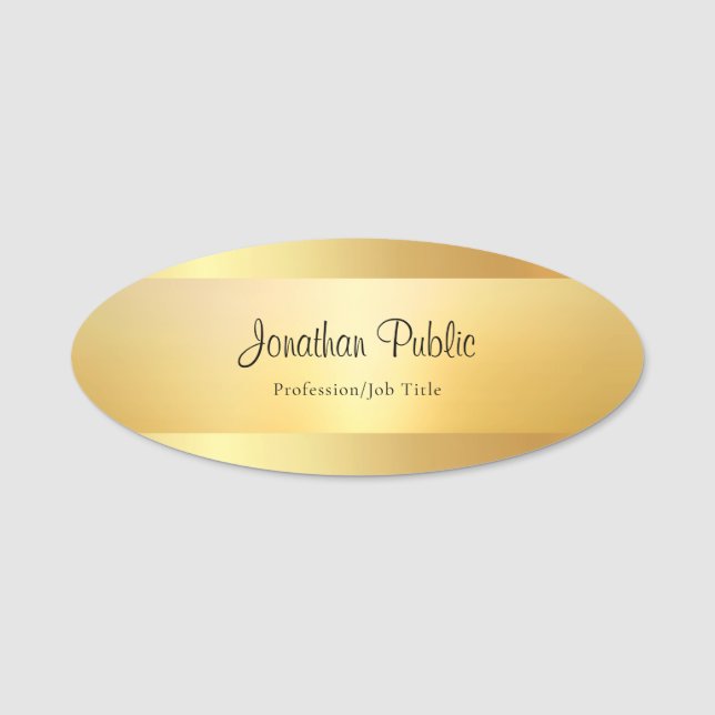 Elegant Calligraphed Script Name Gold Template Tag (Front)