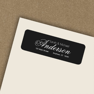 Elegant Calligraphic Script Black Return Address