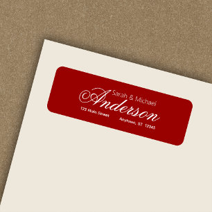 Elegant Calligraphic Script Red Return Address